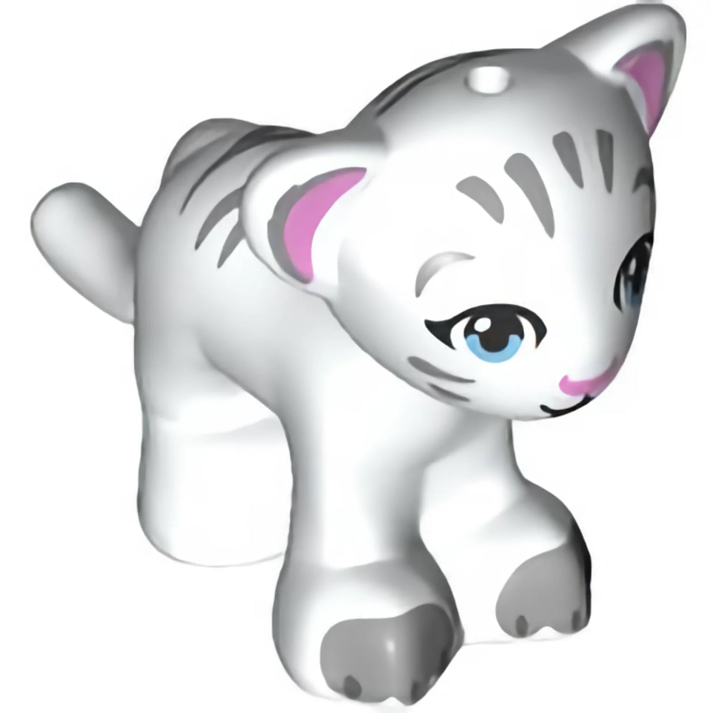 Part 14734pb04 - Lion / Tiger, Friends / Elves, Baby Cub with Bright Light Blue Eyes, Bright Pink Nose, Light Bluish Gray Paws and Stripes Pattern