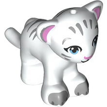 Part 14734pb04 - Lion / Tiger, Friends / Elves, Baby Cub with Bright Light Blue Eyes, Bright Pink Nose, Light Bluish Gray Paws and Stripes Pattern