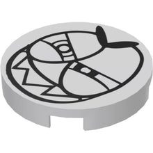 Part 14769pb005 - Tile, Round 2 x 2 with Bottom Stud Holder with Black Large Squinting Eyes and Wide Grin with Sharp Teeth (Nixel Face) Pattern