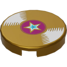 Part 14769pb050 - Tile, Round 2 x 2 with Bottom Stud Holder with Vinyl Record with Magenta Center and Star Pattern
