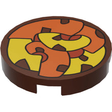 Part 14769pb090 - Tile, Round 2 x 2 with Bottom Stud Holder with Orange and Yellow Tentacles Pattern