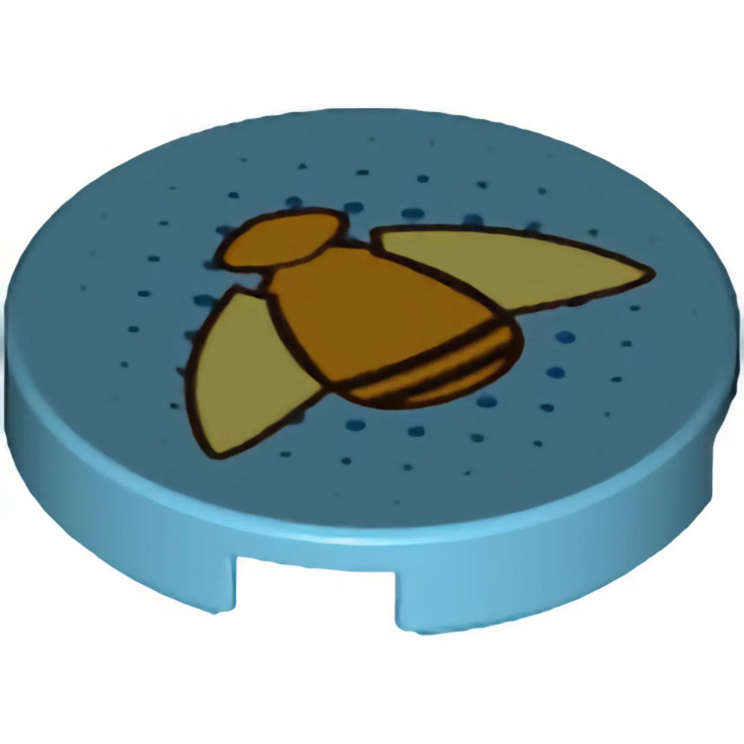 Part 14769pb162 - Tile, Round 2 x 2 with Bottom Stud Holder with Gold Bumblebee with Tan Wings Pattern