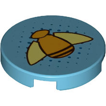 Part 14769pb162 - Tile, Round 2 x 2 with Bottom Stud Holder with Gold Bumblebee with Tan Wings Pattern