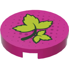 Part 14769pb178 - Tile, Round 2 x 2 with Bottom Stud Holder with Ivy Leaves and Dark Pink Dots Pattern