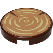 Part 14769pb196 - Tile, Round 2 x 2 with Bottom Stud Holder with Tree Stump / Wood Grain Pattern