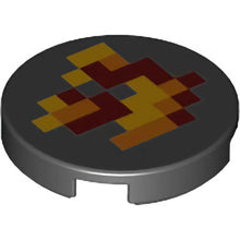Part 14769pb205 - Tile, Round 2 x 2 with Bottom Stud Holder with Pixelated Fire Pattern