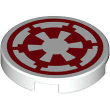 Part 14769pb262 - Tile, Round 2 x 2 with Bottom Stud Holder with Red SW Imperial Logo Pattern