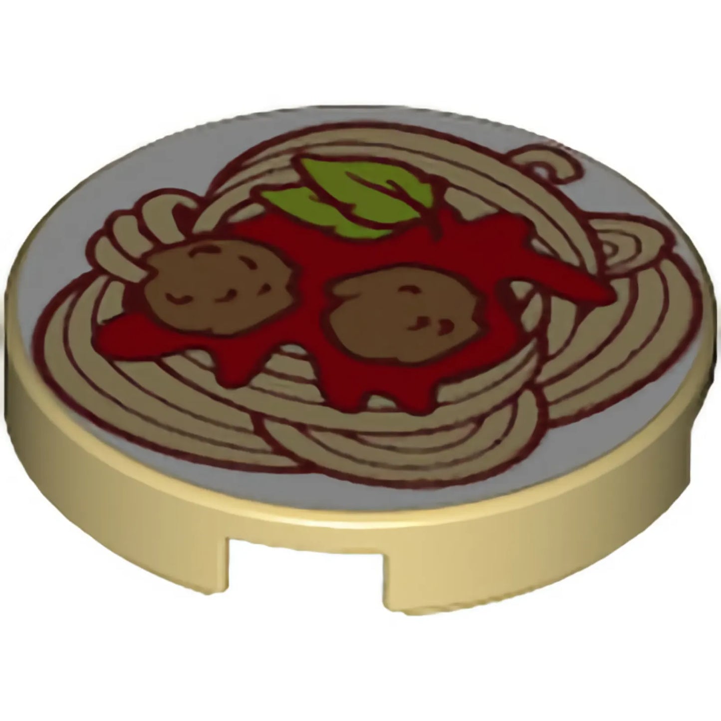 Part 14769pb274 - Tile, Round 2 x 2 with Bottom Stud Holder with Spaghetti Meatballs Pattern