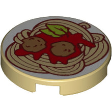 Part 14769pb274 - Tile, Round 2 x 2 with Bottom Stud Holder with Spaghetti Meatballs Pattern