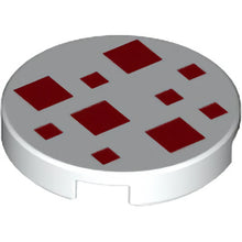 Part 14769pb295 - Tile, Round 2 x 2 with Bottom Stud Holder with Red Squares Pattern (Minecraft Cake Frosting)
