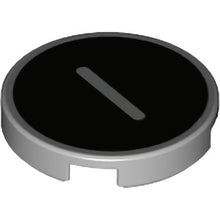 Part 14769pb430 - Tile, Round 2 x 2 with Bottom Stud Holder with Silver Capital Letter I on Black Background Pattern