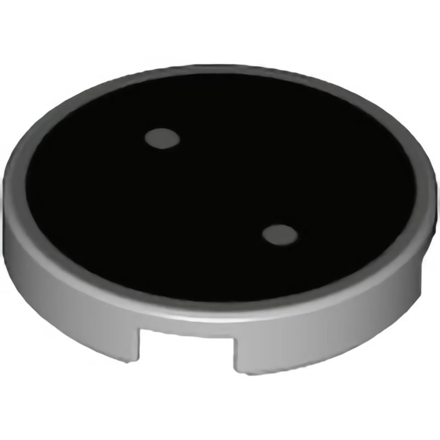 Part 14769pb449 - Tile, Round 2 x 2 with Bottom Stud Holder with Metallic Silver ':' Colon Pattern