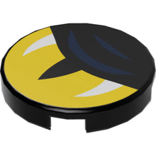 Part 14769pb620 - Tile, Round 2 x 2 with Bottom Stud Holder with Yellow Eye Half Closed, Slit Pupil, White Glints, and Dark Blue Eyelid Lines Pattern