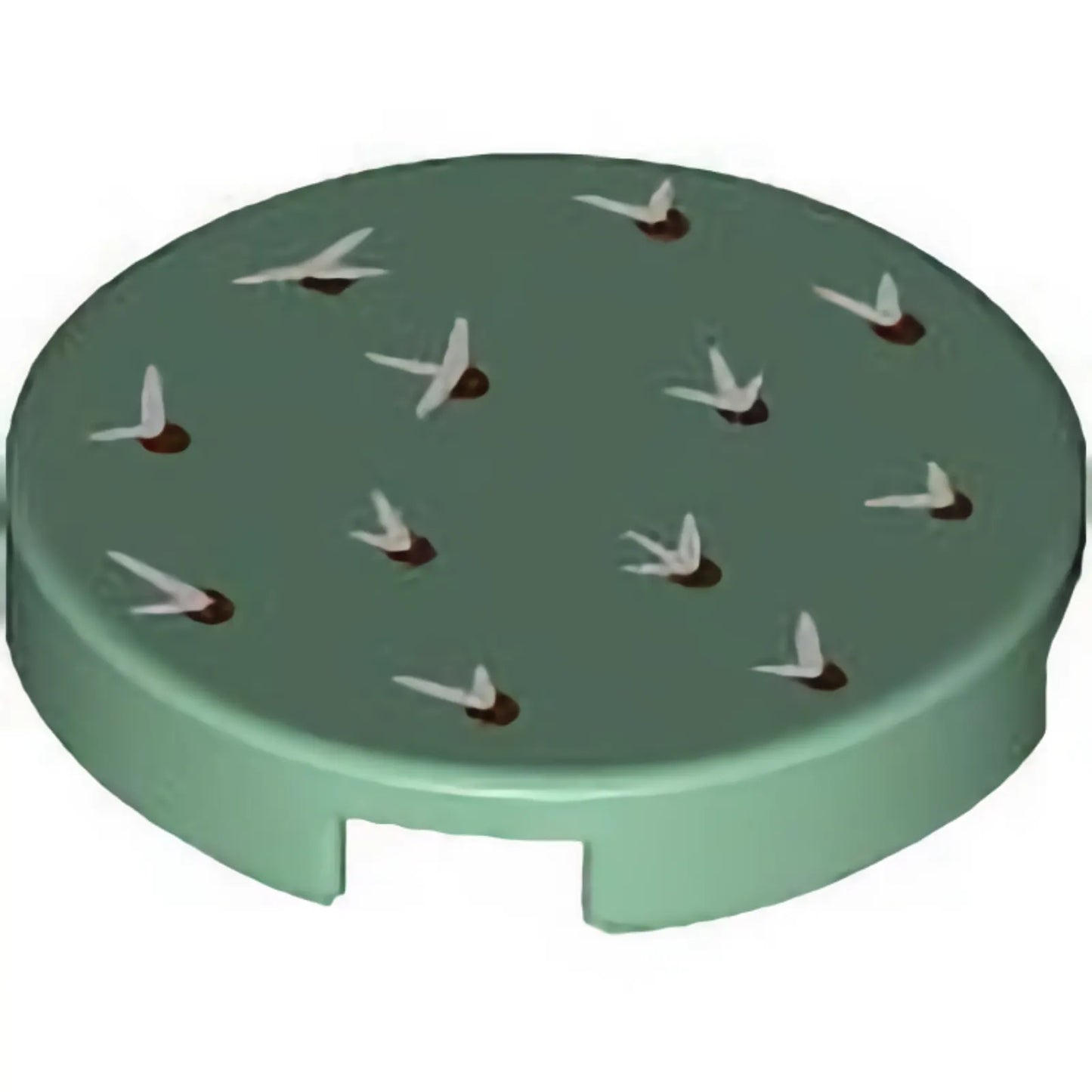 Part 14769pb646 - Tile, Round 2 x 2 with Bottom Stud Holder with White and Dark Brown Cactus Needles Pattern