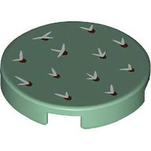 Part 14769pb646 - Tile, Round 2 x 2 with Bottom Stud Holder with White and Dark Brown Cactus Needles Pattern