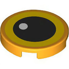 Part 14769pb673 - Tile, Round 2 x 2 with Bottom Stud Holder with Yellow Eye, Black Pupil and White Glint Pattern