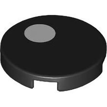 Part 14769pb713 - Tile, Round 2 x 2 with Bottom Stud Holder with Small White Circle / Eye Pupil Offset Pattern