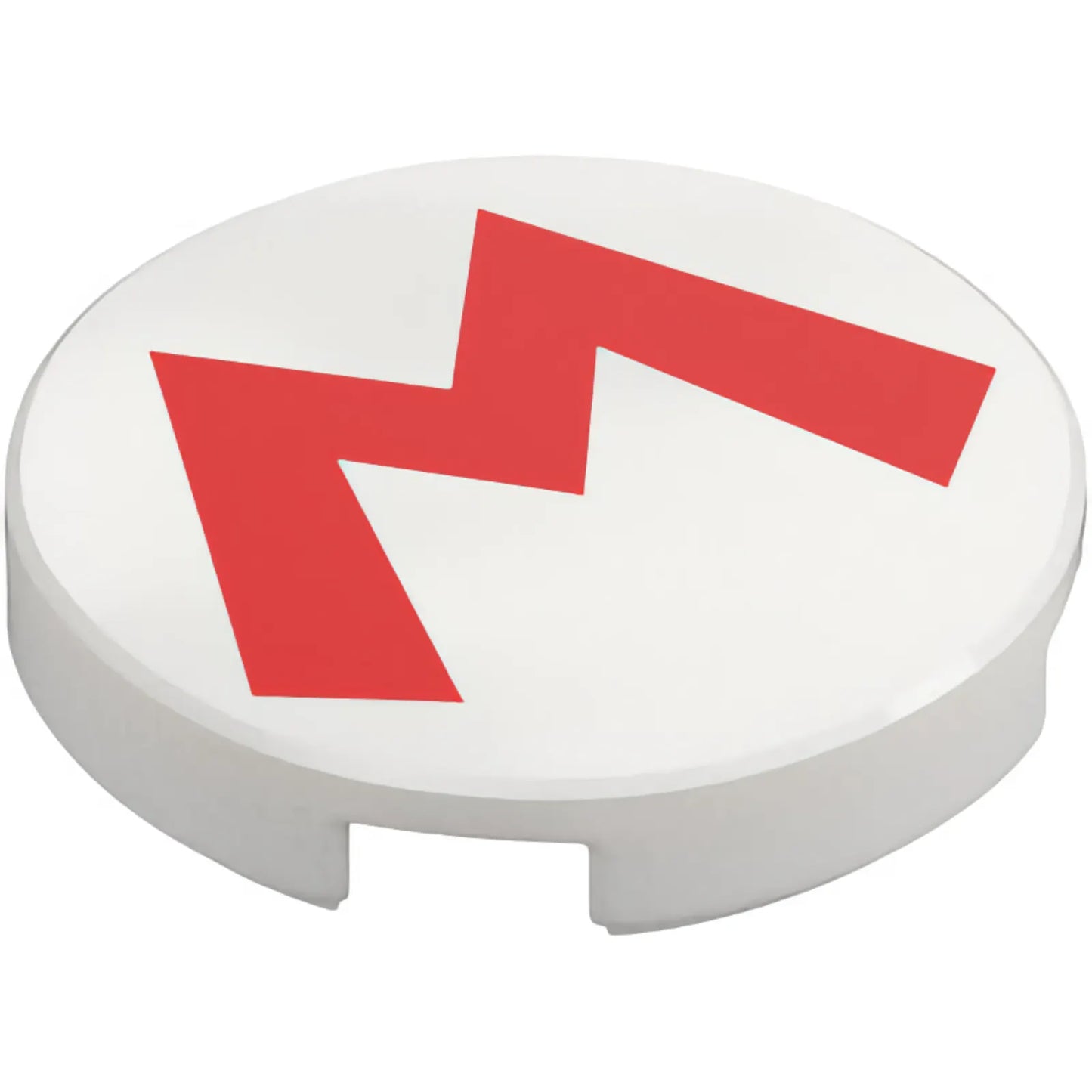 Part 14769pb730 - Tile, Round 2 x 2 with Bottom Stud Holder with Super Mario Red Capital Letter M Pattern