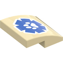 Part 15068pb362 - Slope, Curved 2 x 2 x 2/3 with White Paw Print on Blue Wildlife Rescue Logo Pattern