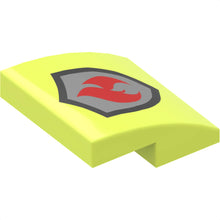 Part 15068pb395 - Slope, Curved 2 x 2 x 2/3 with Red and Silver Fire Logo Pattern