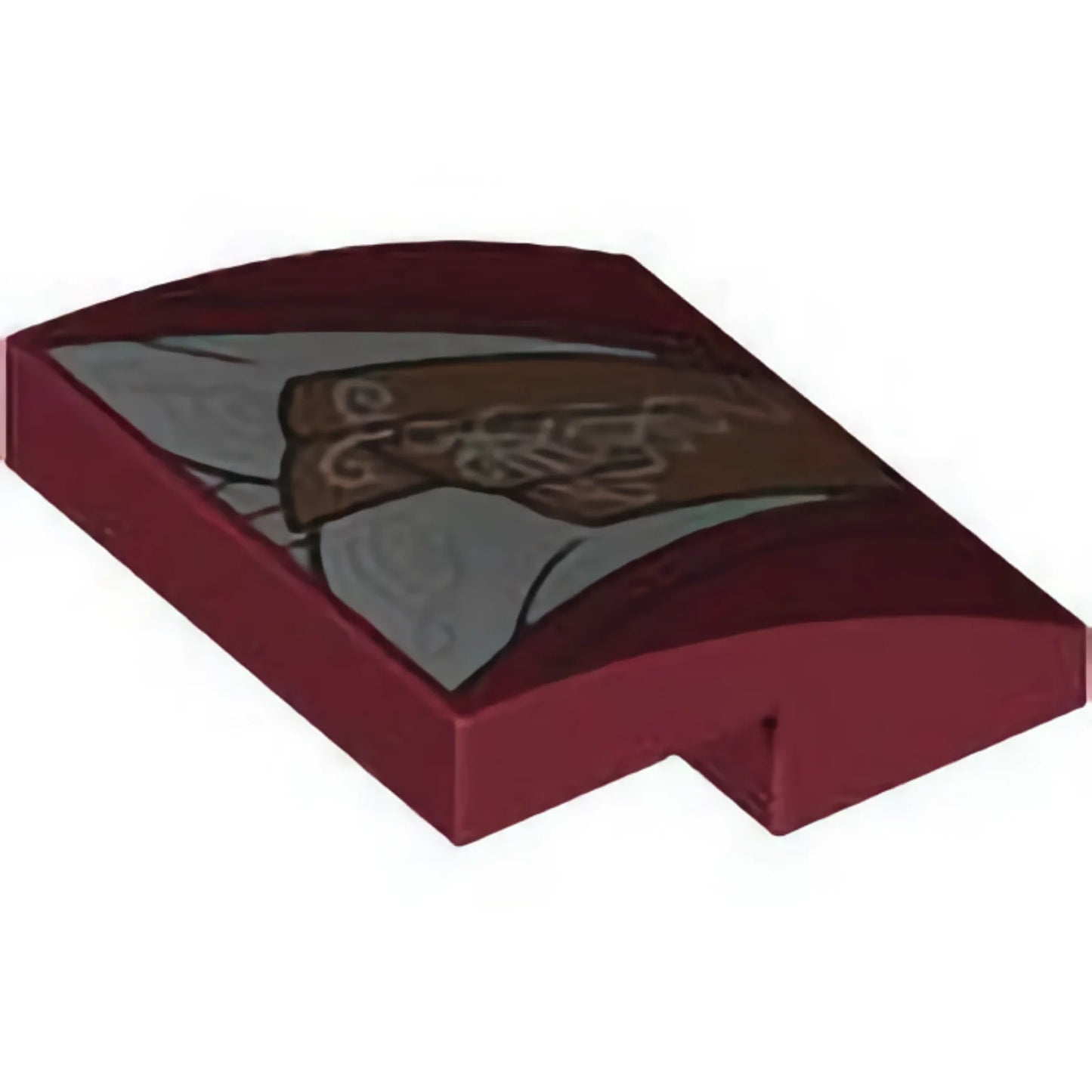 Part 15068pb469 - Slope, Curved 2 x 2 x 2/3 with Robe, Light Bluish Gray Center Panel and Copper Sash with Silver Filigree Pattern (Elrond Robe)