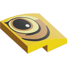 Part 15068pb560R - Slope, Curved 2 x 2 x 2/3 with Black, Bright Light Yellow and Medium Nougat Eye Pattern Model Right Side