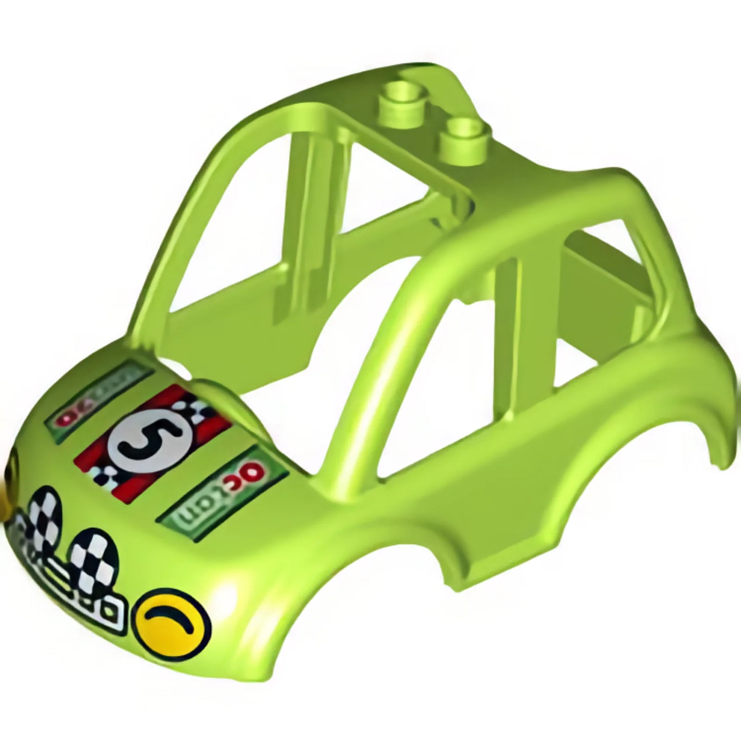 Part 15452pb03 - Duplo Car Body High Cab 2 Top Studs with Yellow Headlights, Number '5' and 'Octan' Pattern