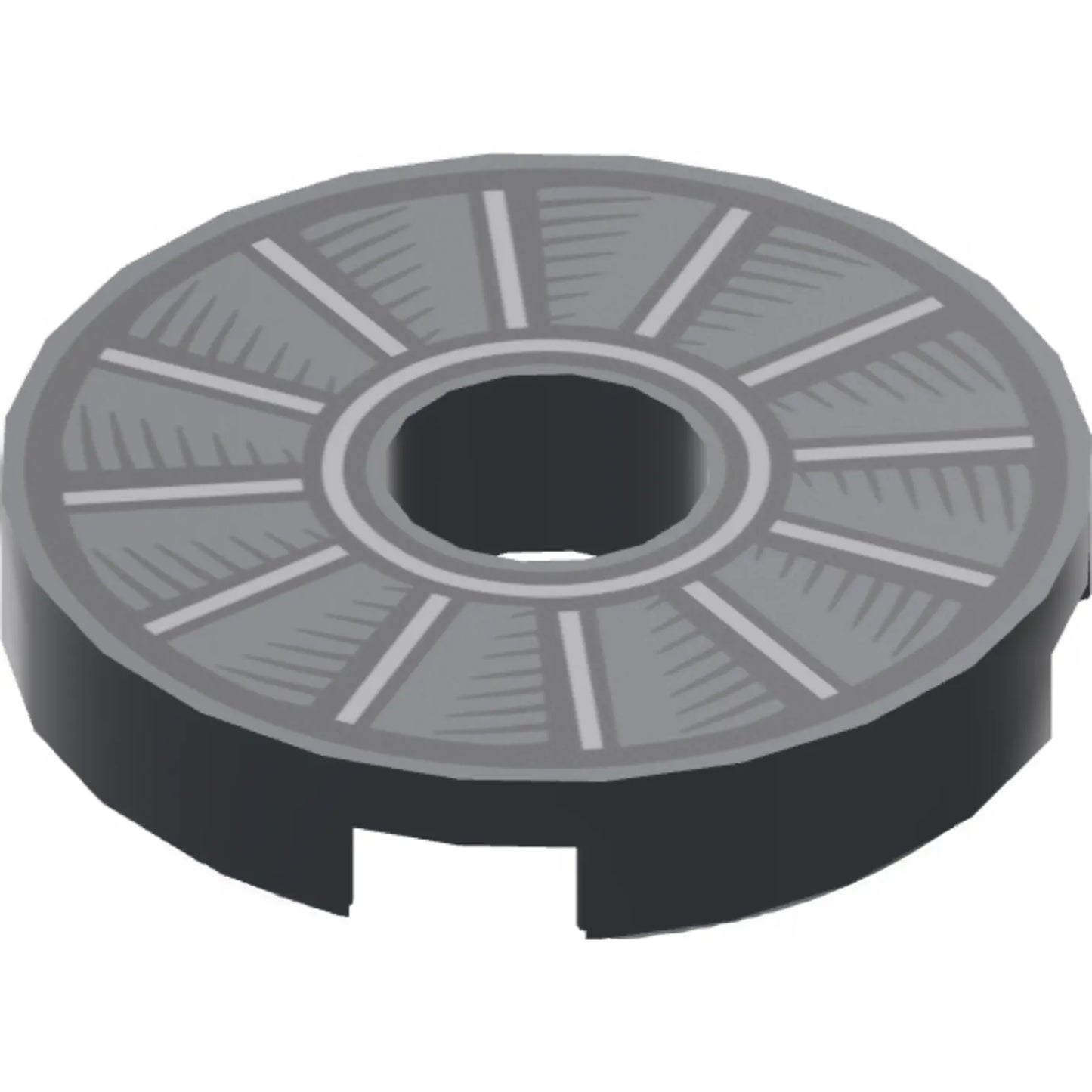 Part 15535pb01 - Tile, Round 2 x 2 with Hole with Rotor Blade Pattern