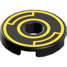 Part 15535pb15 - Tile, Round 2 x 2 with Hole with Yellow Concentric Circles with Insets Pattern