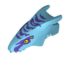 Part 1584pb02 - Dragon Head (Avatar Ikran) Jaw Upper with Dark Purple Stripes and Bright Light Orange Eyes Pattern
