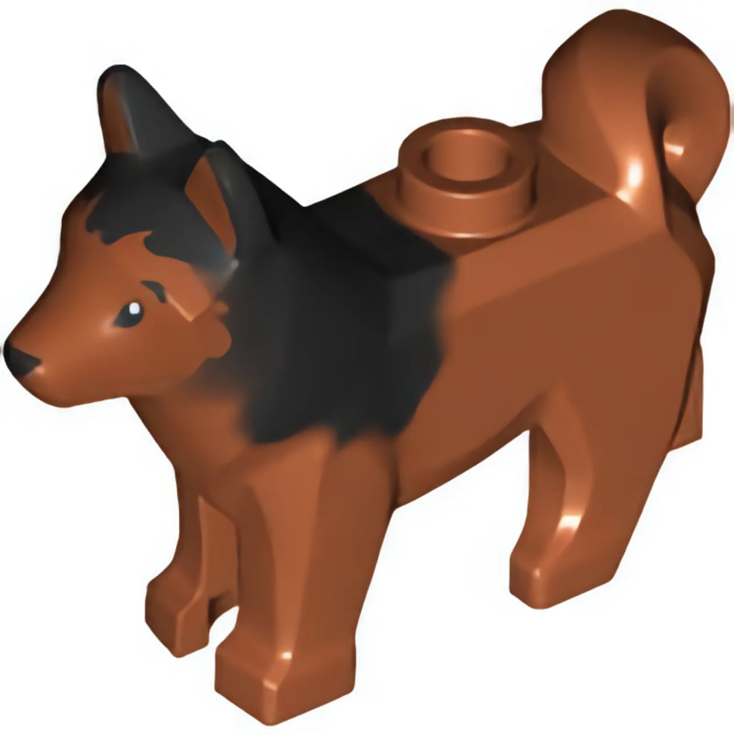 Part 16606pb002 - Dog, Husky with Marbled Black Ears and Back and Printed Black Eyes and Nose, Dark Orange Face and Ears Pattern (Red / Copper)