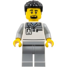 Minifig cty1839 - Formula 1 Truck Driver - Male, Light Bluish Gray and White Polo Shirt, Light Bluish Gray Legs, Black Hair and Goatee