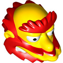 Part 19679pb01 - Minifigure, Head, Modified Simpsons Groundskeeper Willie with Red Beard, Eyebrows and Hair Pattern