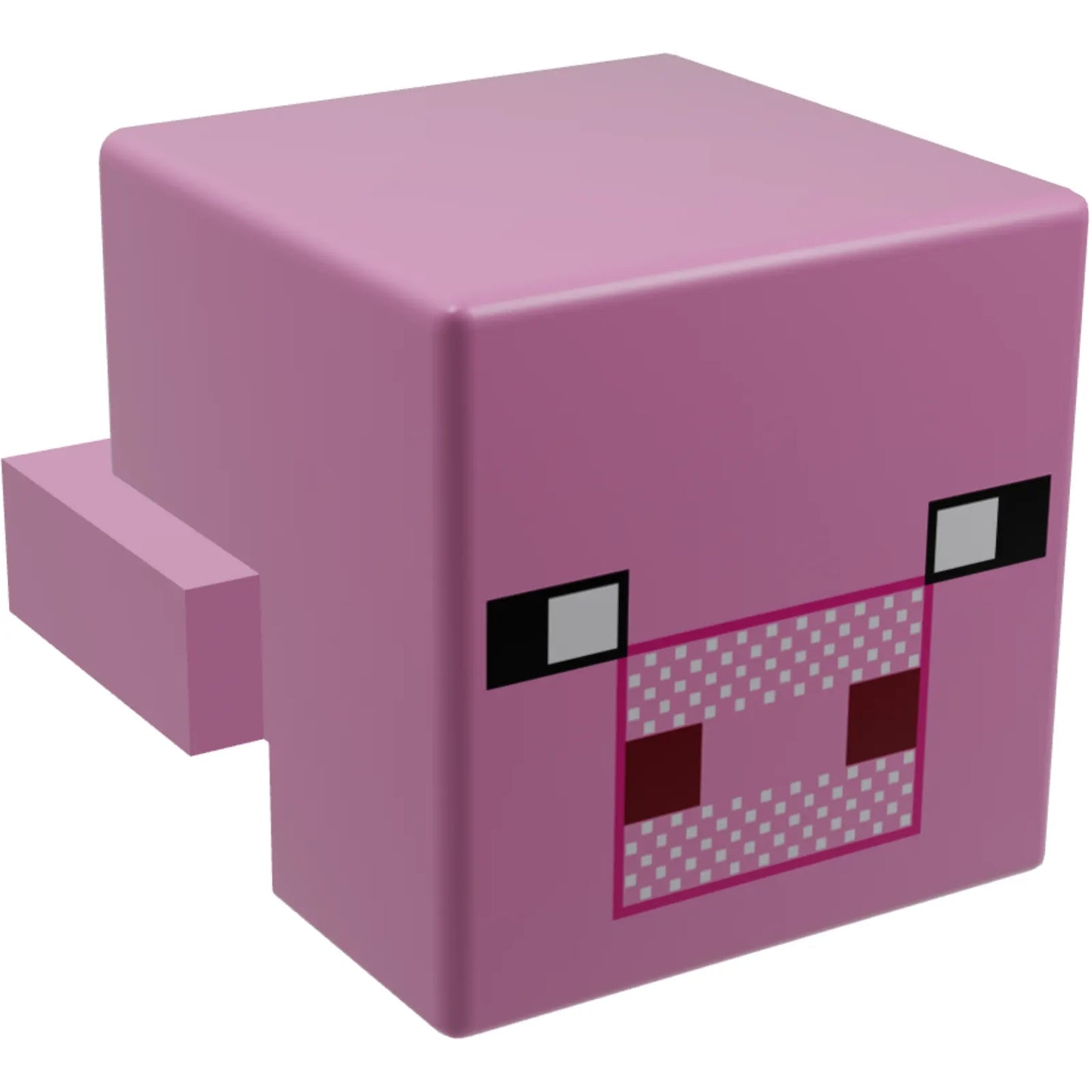 Part 19727pb011 - Creature Head Pixelated with Black Eyes and Plain Snout with Dark Pink Outline and Dark Red Square Nostrils Pattern (Minecraft Pig)