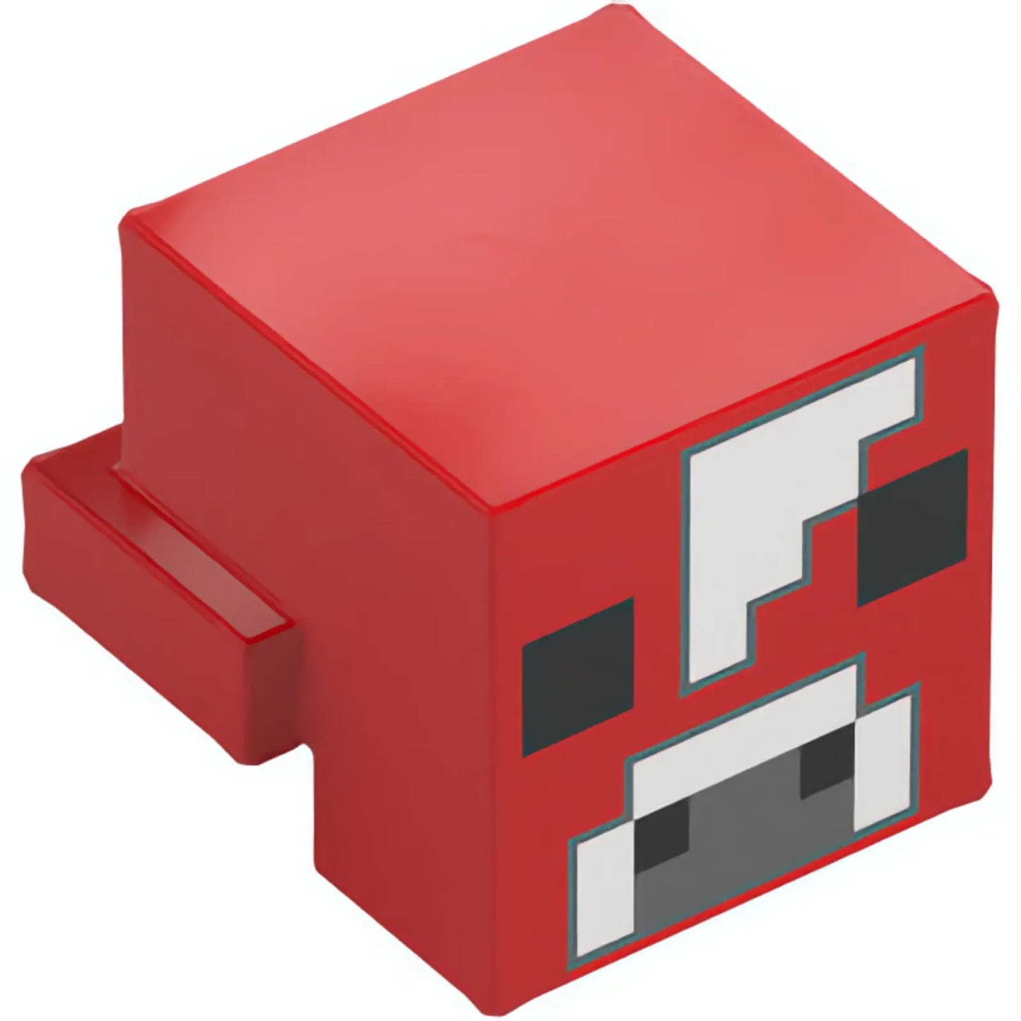 Part 19727pb016 - Creature Head Pixelated with Black Eyes and Nostrils, White and Dark Bluish Gray Nose and Forehead Pattern (Minecraft Mooshroom)
