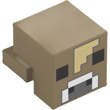 Part 19727pb017 - Creature Head Pixelated with Black Eyes and Nostrils, White and Dark Bluish Gray Nose and Tan Forehead Pattern (Minecraft Mooshroom)