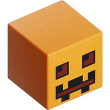 Part 19729pb001 - Minifigure, Head, Modified Cube with Pixelated Dark Brown and Reddish Brown Eyes and Mouth Pattern (Minecraft Pumpkin Jack O' Lantern / Snow Golem)