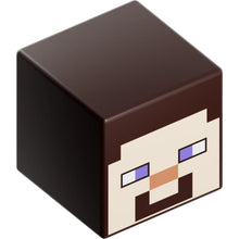 Part 19729pb002 - Minifigure, Head, Modified Cube with Pixelated Light Nougat Face, Dark Purple Eyes, Dark Orange Nose, and Smile Pattern (Minecraft Steve)