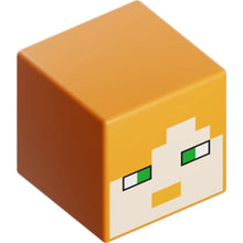 Part 19729pb009 - Minifigure, Head, Modified Cube with Pixelated Light Nougat Face, Green Eyes, and Nougat Mouth Pattern (Minecraft Alex)