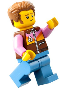 Minifig cty1734 - Camper - Male, Reddish Brown Jacket, Medium Blue Legs, Medium Nougat Tousled Hair