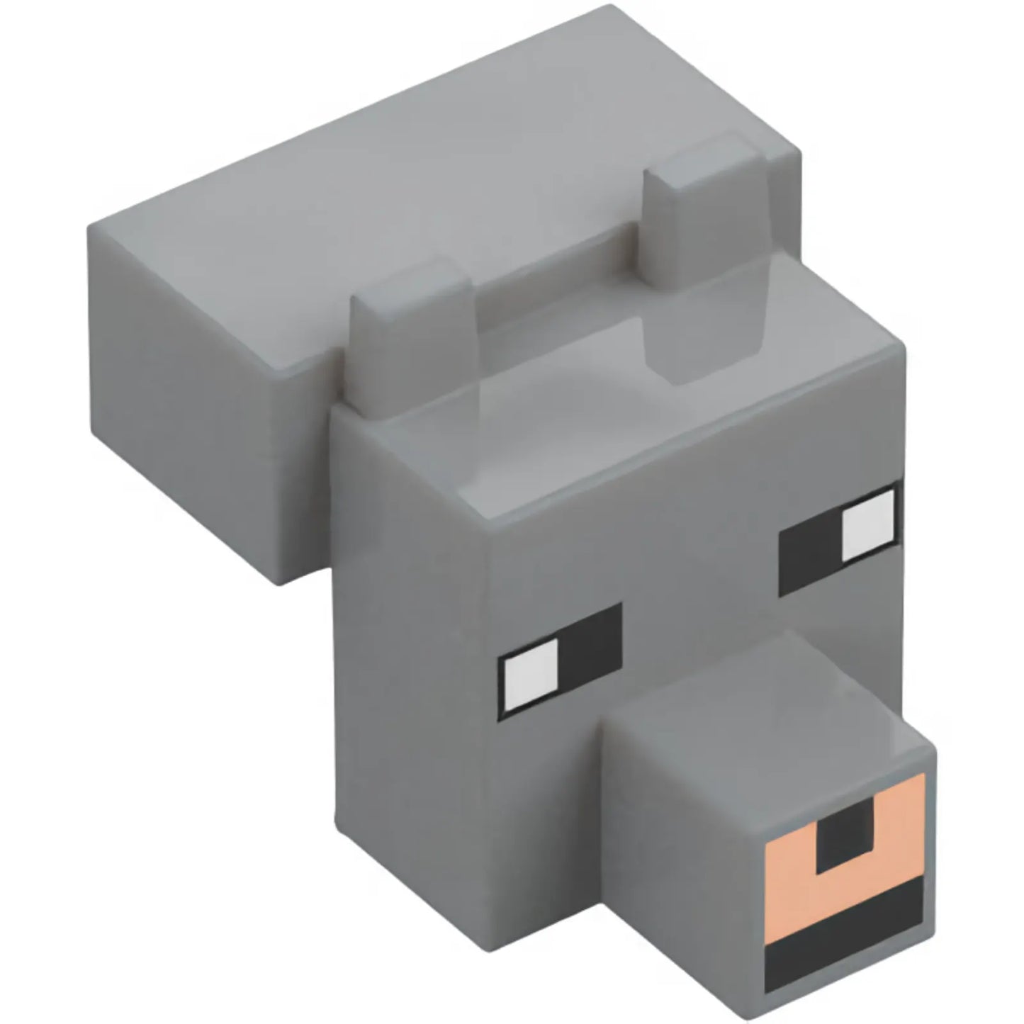 Part 20308pb03 - Creature Head Pixelated with Snout with Black and White Eyes Small, Light Nougat Muzzle Pattern (Minecraft Wolf)