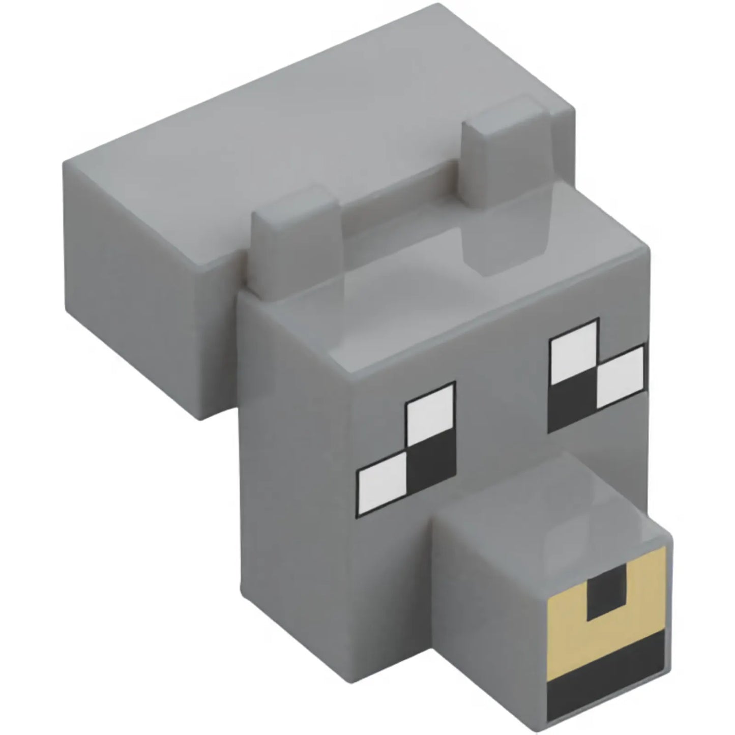 Part 20308pb04 - Creature Head Pixelated with Snout with Black and White Eyes Large, Tan Muzzle Pattern (Minecraft Tamed Wolf)