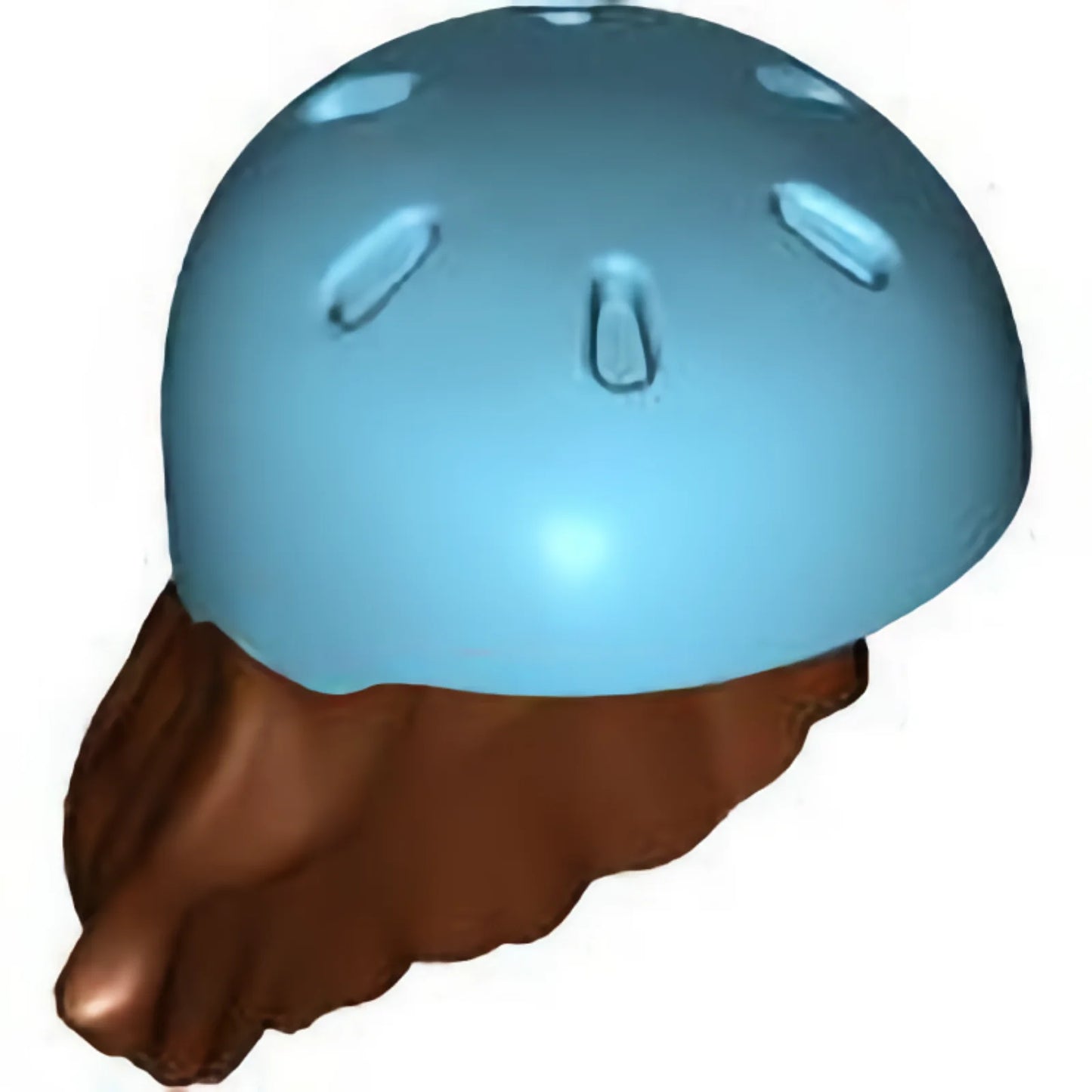 Part 2137pb02 - Mini Doll, Hair Combo, Hair with Hat, Long with Molded Medium Azure Bicycle Helmet Pattern