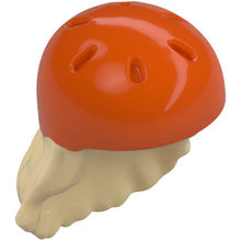Part 2137pb04 - Mini Doll, Hair Combo, Hair with Hat, Long with Molded Coral Bicycle Helmet Pattern