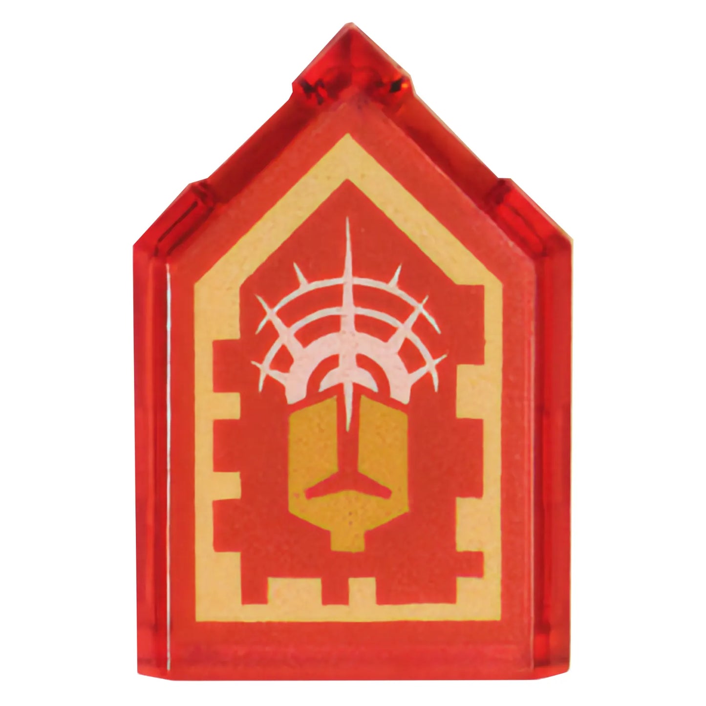 Part 22385pb102 - Tile, Modified 2 x 3 Pentagonal with Nexo Power Shield Pattern - Commanding Shout