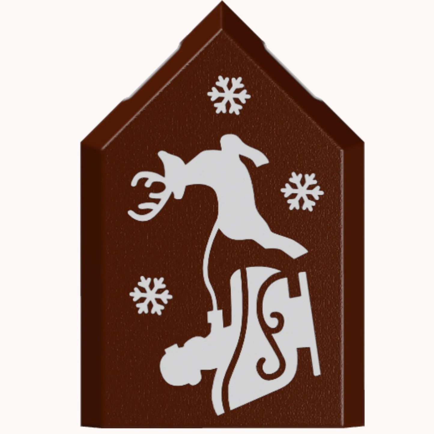 Part 22385pb310 - Tile, Modified 2 x 3 Pentagonal with White Santa, Sleigh, Reindeer and Snowflakes Pattern