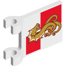 Part 2335pb175 - Flag 2 x 2 Square with Sea Monster on Red and White Quarters Background Pattern (Leviathan)
