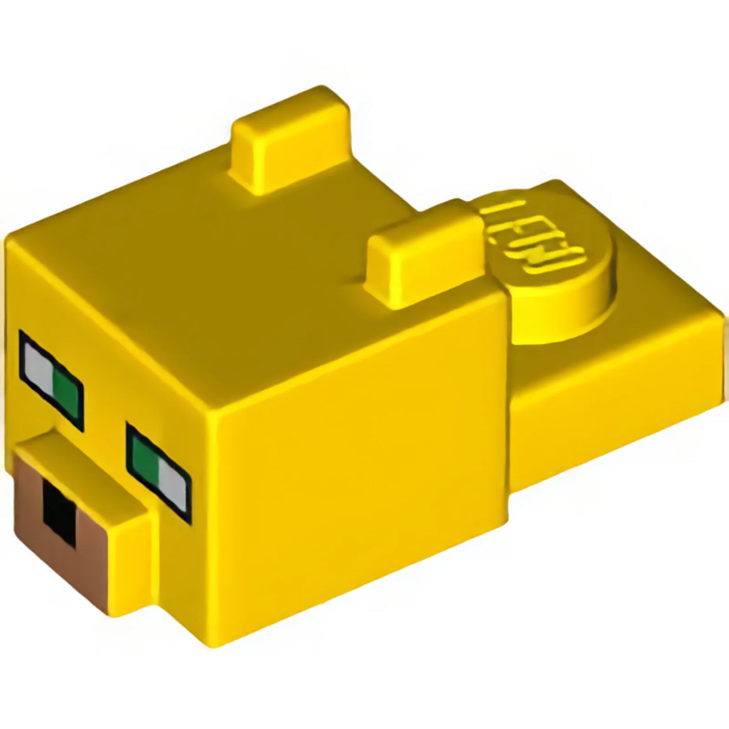 Part 24008pb01 - Creature Head Pixelated with Ears, Nose, and Face with Green Eyes and Medium Nougat Nose Pattern (Minecraft Ocelot)