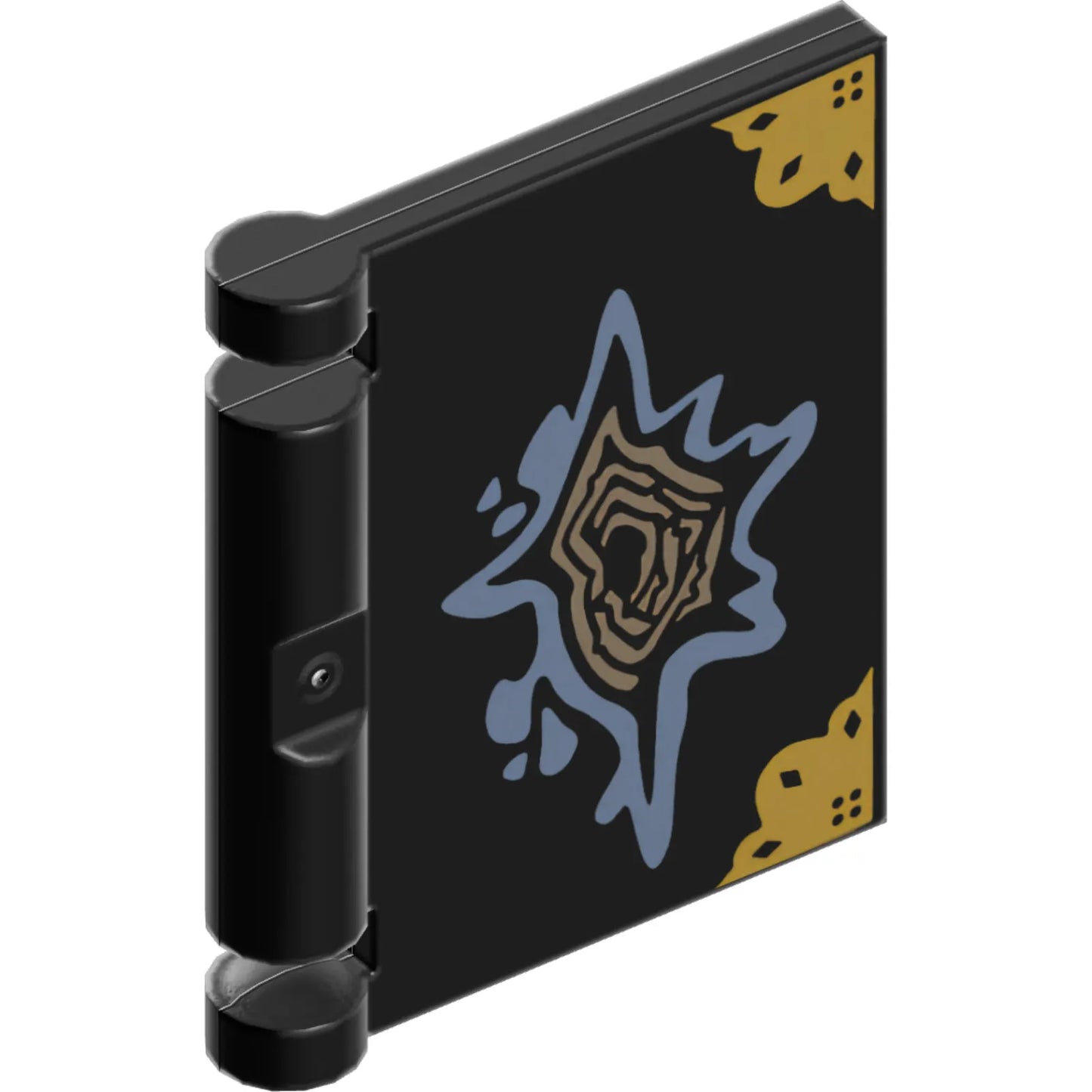 Part 24093pb136 - Minifigure, Utensil Book Cover with Sand Blue Tear, Gold Lines and Corner Covers Pattern