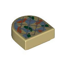Part 24246pb050 - Tile, Round 1 x 1 Half Circle Extended with Oven Mitt with Dark Blush Gray Grid, Dark Green and Dark Orange Chili Peppers and Sand Blue Checkered Pattern